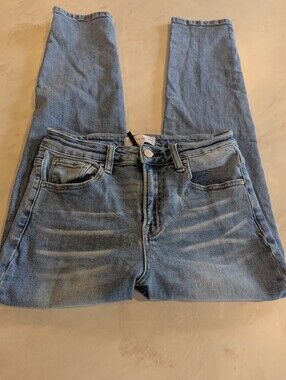 Risen Mid Rise Skinny Relaxed Casual Jeans 9/29 Slim Fit Light Wash Waist 27